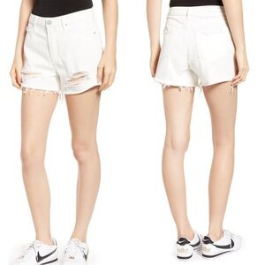 Articles of Society Distressed Ripped High Rise Jean Shorts White Cut Off 28
